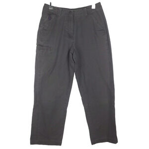 LL Bean Canvas Hiking Pants Mid Rise Straight Leg Ankle Gray Pockets 8 Petite